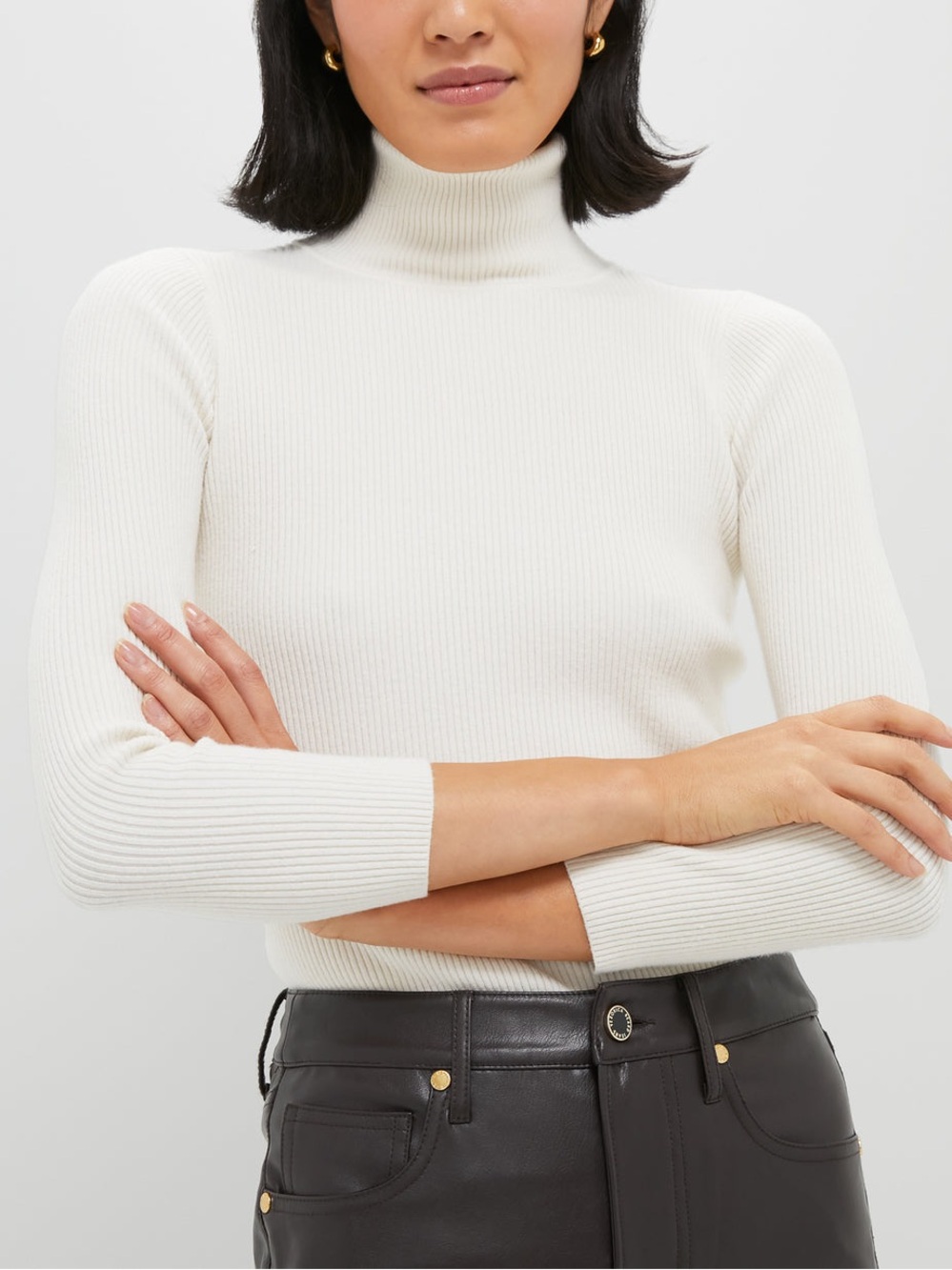 Tuckernuck Winter White Arlo Ribbed Turtleneck Size Small Chic Classic